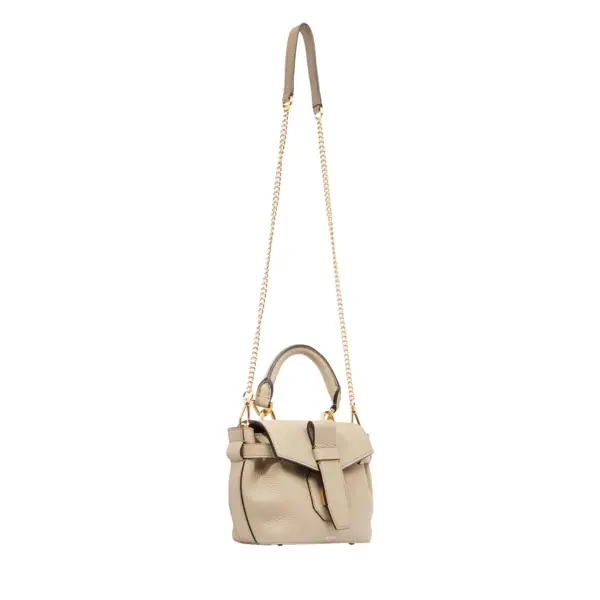 Beige Grained Leather Mini Handbag 3 Image
