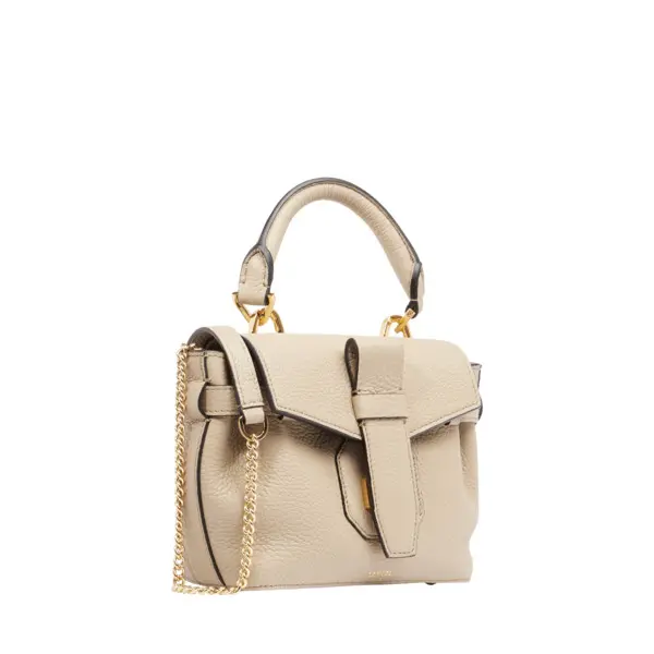 Beige Grained Leather Mini Handbag 4 Image