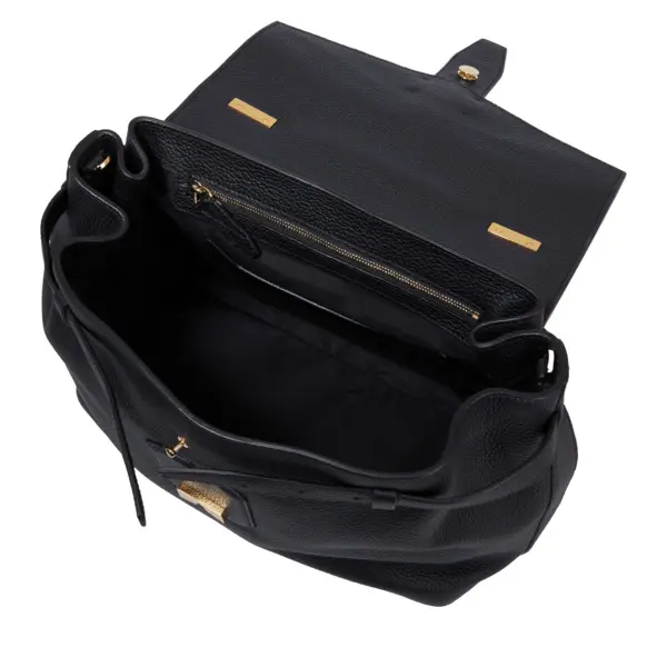 Black Grained Leather Medium Handbag 2 Image