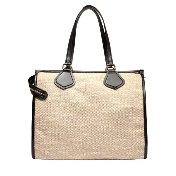 Natural Black Large Logo Print Tote Bag 1 Image