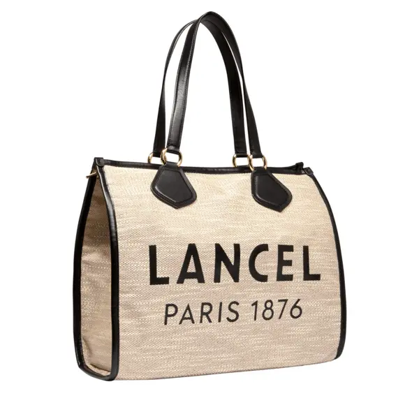 Natural Black Large Logo Print Tote Bag 3 Image