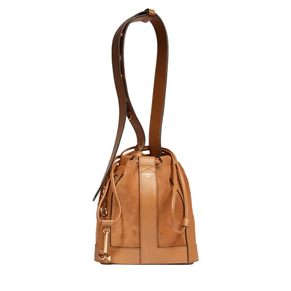Camel Cowhide Leather Bucket Bag 1 Image