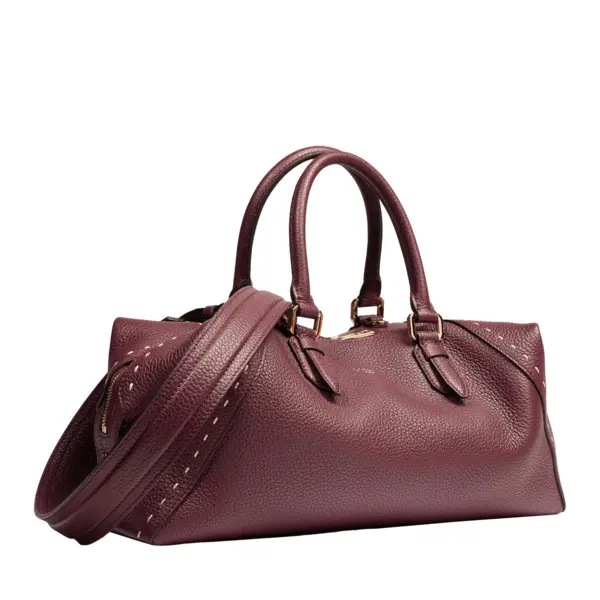 Cassis Cowhide Leather Zip Boston Bag 1 Image