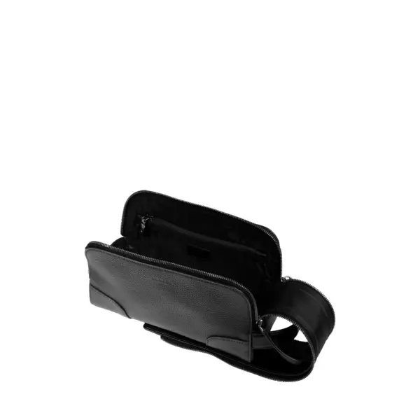 Black Leather Toilet Pouch Bag 2 Image