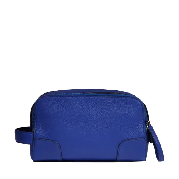 Ink Blue Leather Toilet Pouch Bag 1 Image