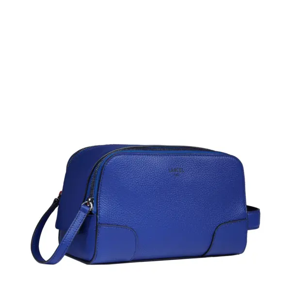 Ink Blue Leather Toilet Pouch Bag 3 Image