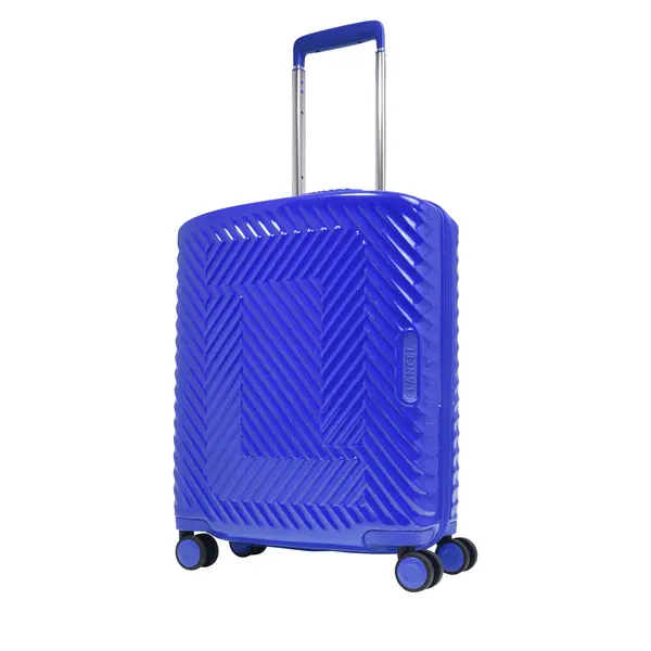 Navy Polycarbonate Cabin Suitcase with Textile lining 1 Image