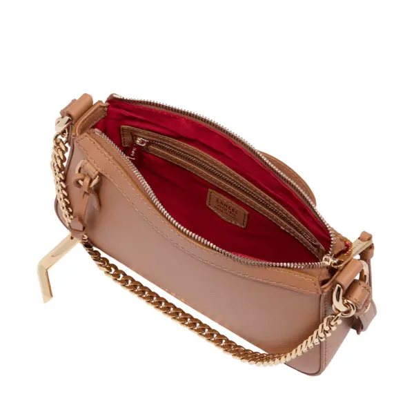 Camel Pebbled Leather Shoulder Bag 2 Image