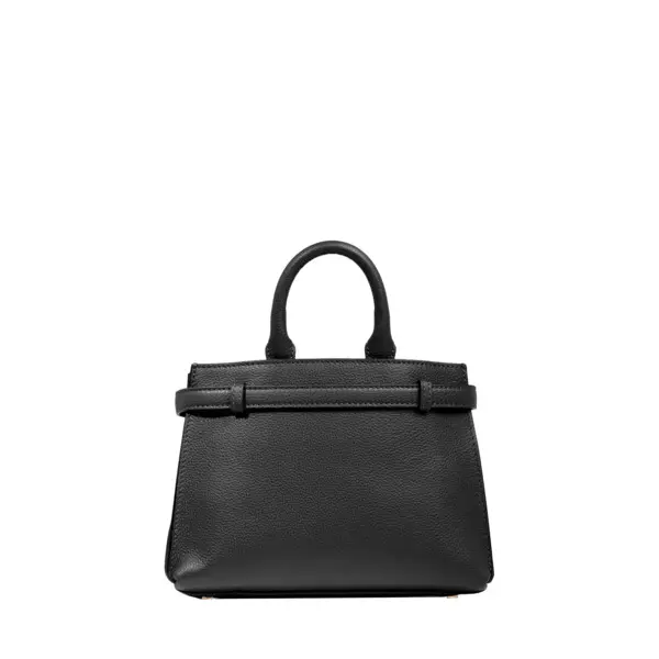 Black Mini Grained Leather Tote Bag 1 Image