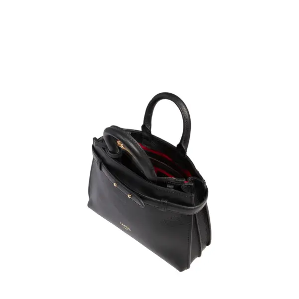 Black Mini Grained Leather Tote Bag 2 Image