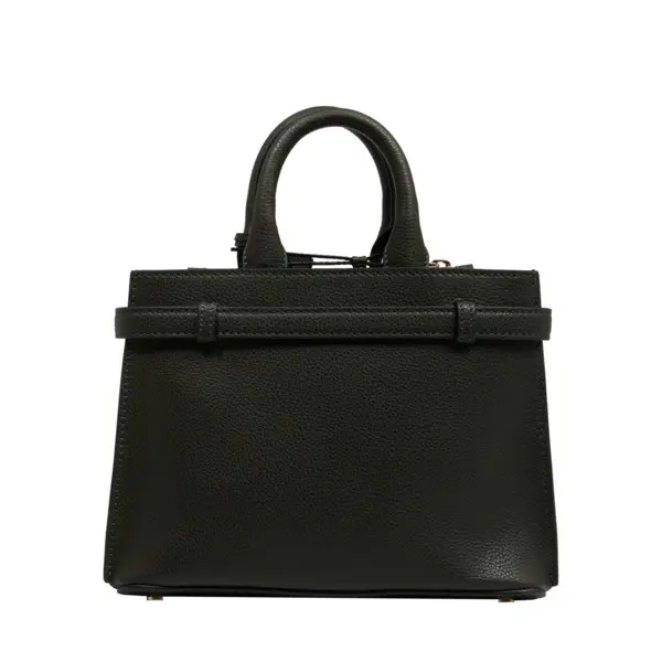 Black Small Grained Leather Tote Bag 1 Image