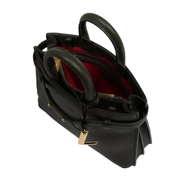 Black Small Grained Leather Tote Bag 2 Image