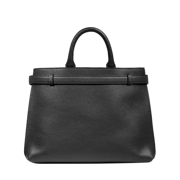 Black Medium Grained Leather Tote Bag 1 Image