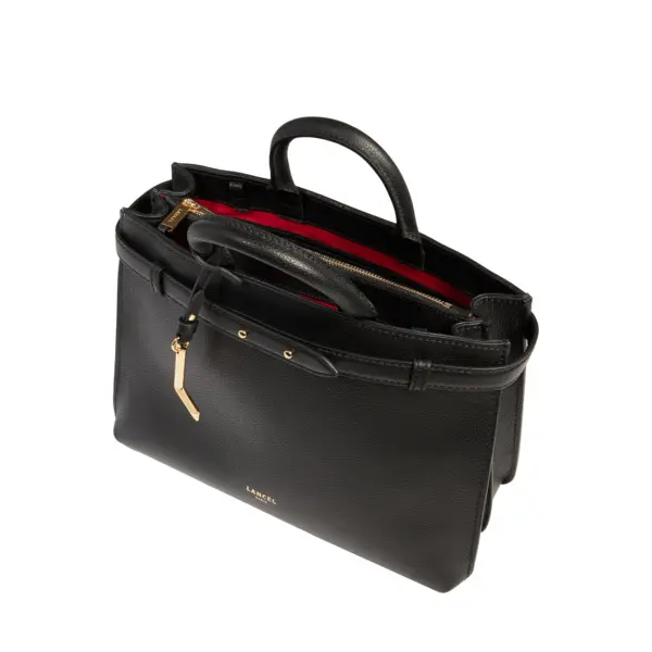 Black Medium Grained Leather Tote Bag 2 Image