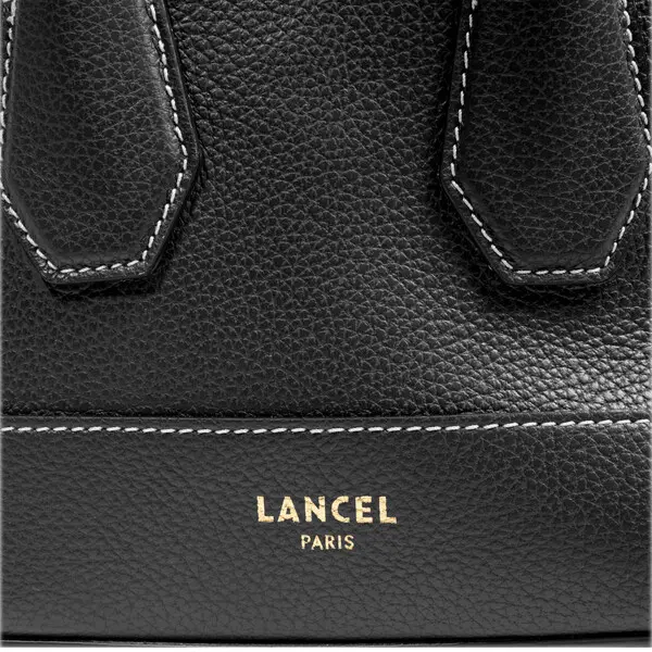 Black Small Grained Leather Dome Top-Handle Bag 1 Image