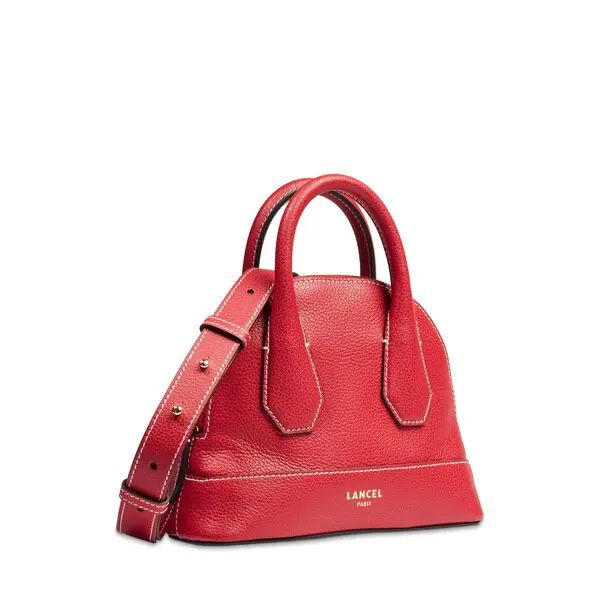Red Small Grained Leather Dome Top-Handle Bag 2 Image