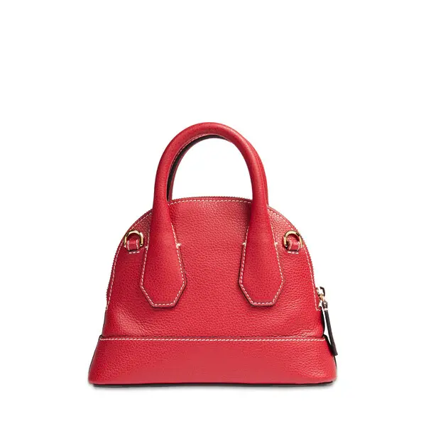 Red Small Grained Leather Dome Top-Handle Bag 4 Image