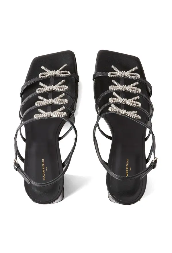 Jewelled Leather Heeled Sandals 1 Image