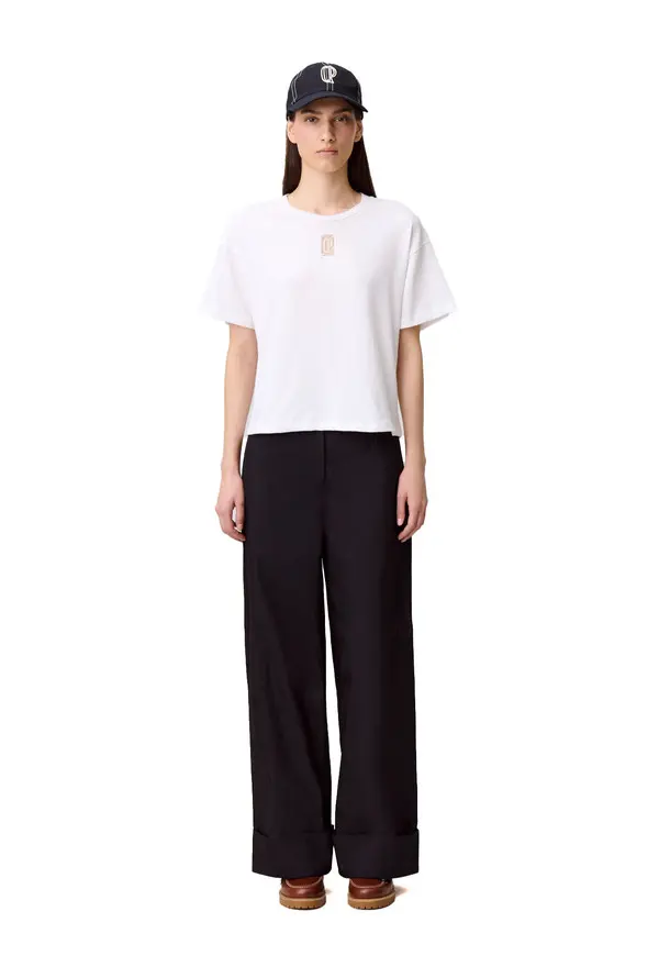 Wide Cropped Cotton Short Sleeve T-Shirt 2 Image