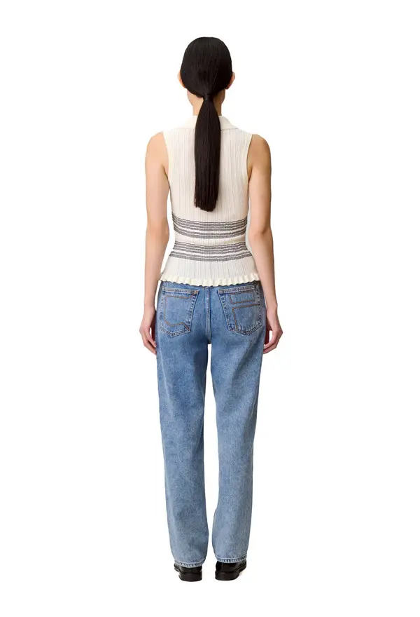 Sleeveless Fine Knit Top 2 Image