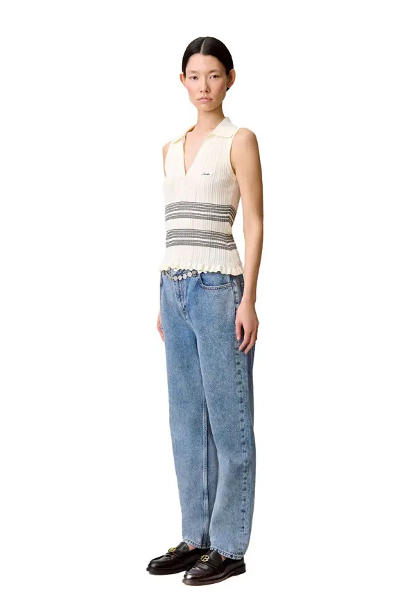 Sleeveless Fine Knit Top 3 Image