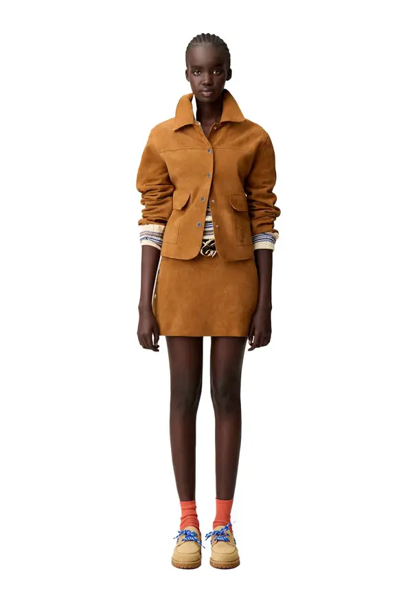 Suede Mini Skirt with Engraved Silver Details 2 Image