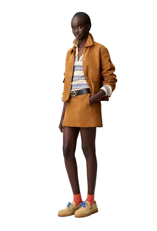 Suede Mini Skirt with Engraved Silver Details 3 Image