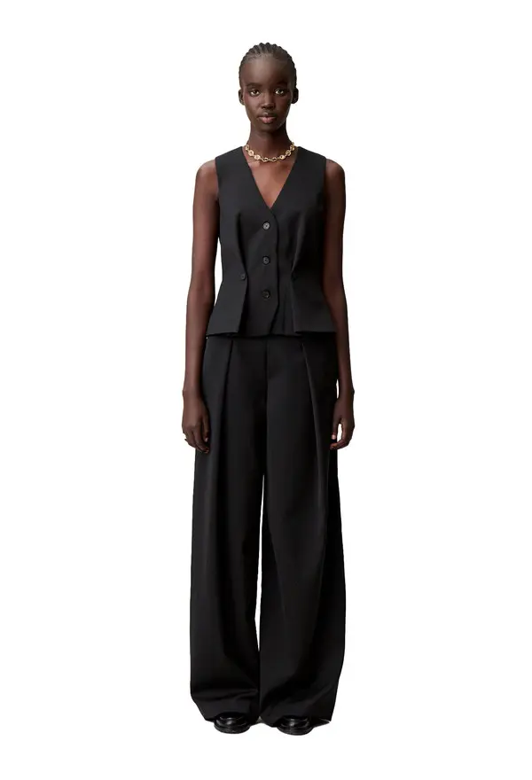 Wide-Leg Wool-Blend Trousers 2 Image