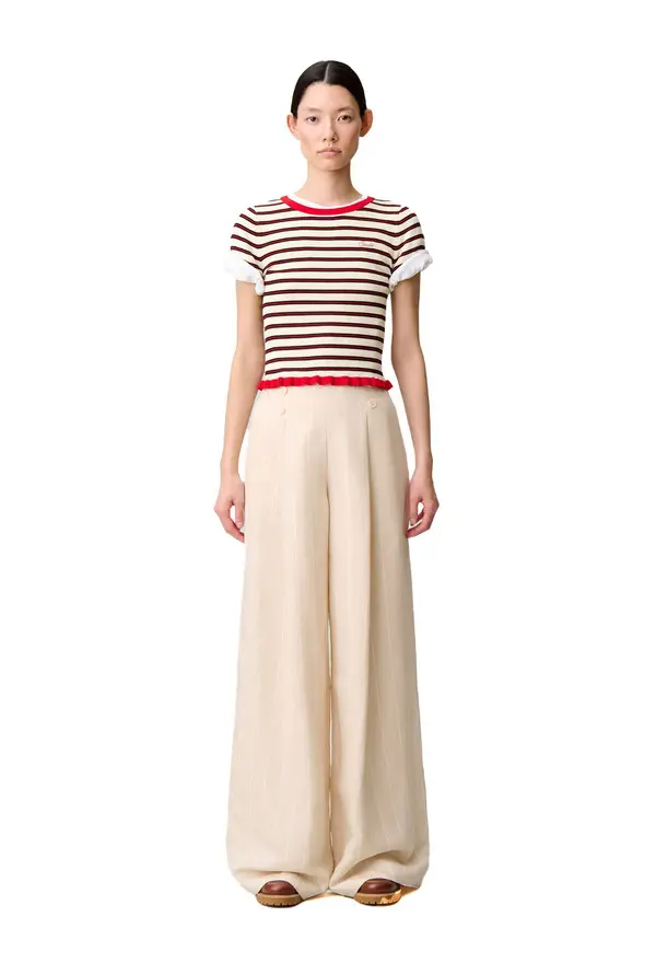 Wide Tailored Linen-Blend Trousers 1 Image