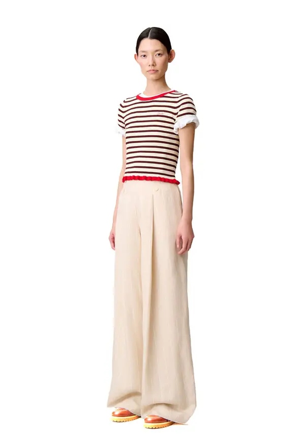 Wide Tailored Linen-Blend Trousers 2 Image