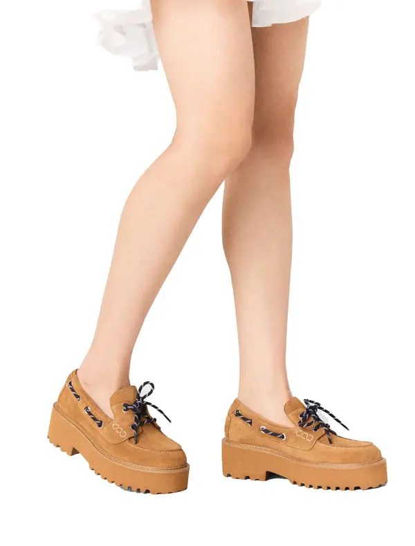 Suede Platform Boat Loafers 2 Image