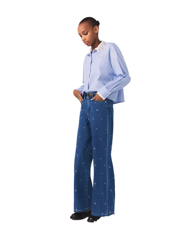 Wide Jeans With Rhinestones 2 Image