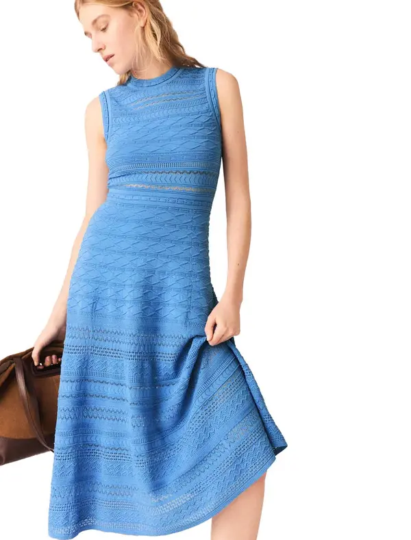 Pointelle Knit Midi Dress 3 Image