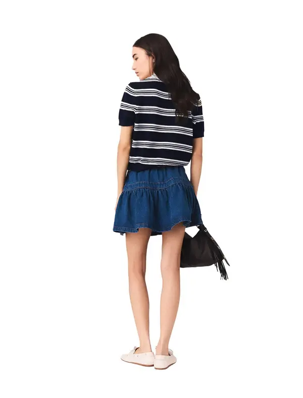 Short Denim Buttoned Skirt 2 Image