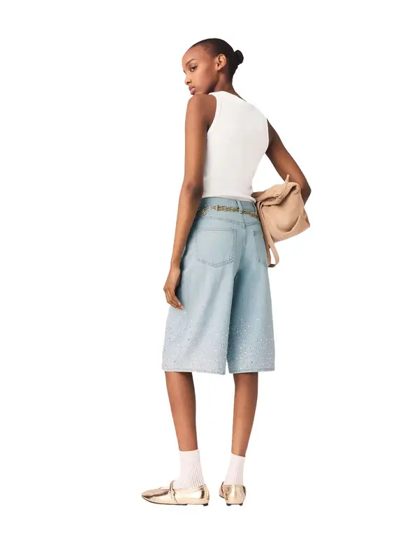 Rhinestone Bermuda Denim Shorts 1 Image