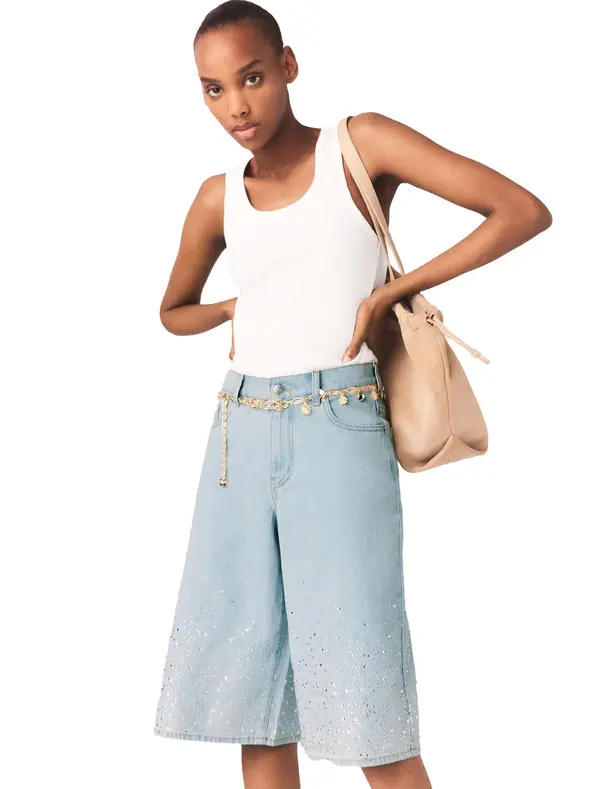 Rhinestone Bermuda Denim Shorts 3 Image