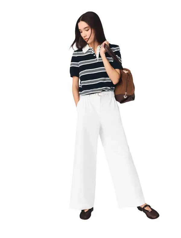Wide-Leg Cotton Trousers 1 Image