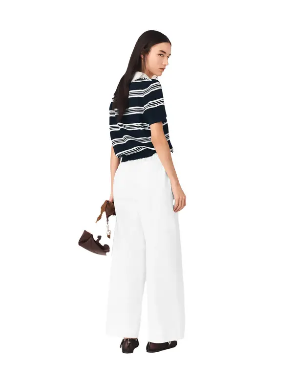 Wide-Leg Cotton Trousers 2 Image