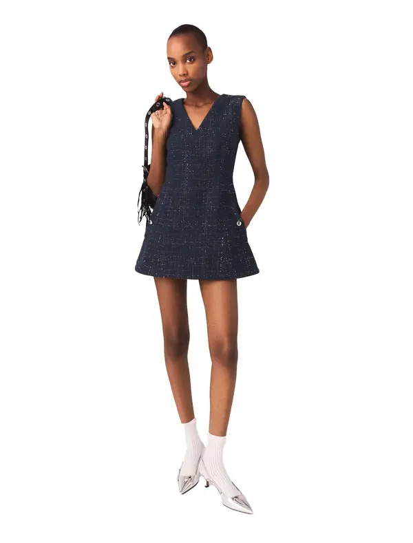 Playsuit V-neck Tweed Playsuit Dress 1 Image
