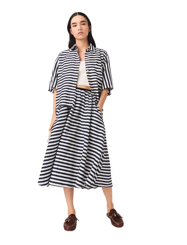 Linen-Blend Midi Skirt 1 Image