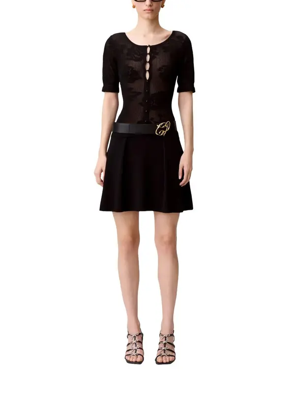 Button-fastening Short Sleeve  Mini Dress 1 Image