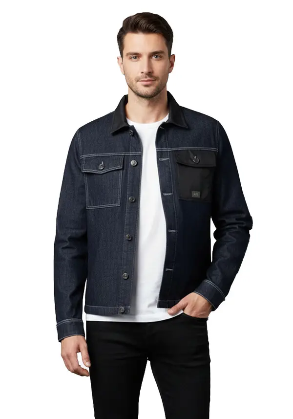 Leather Racer Jacket with Quilted Shoulder Detail 2 Image