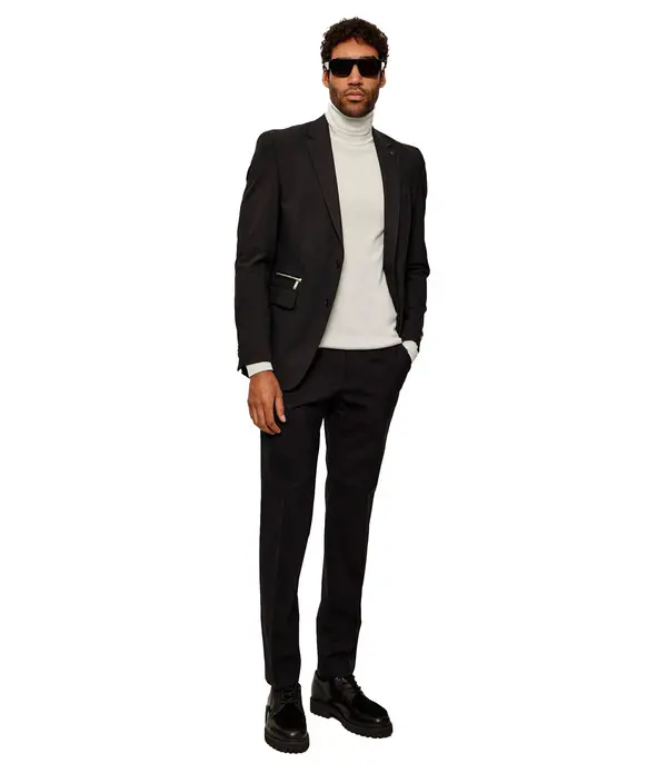 Slim-Fit Suit Blazer with Zipper Detail 2 Image