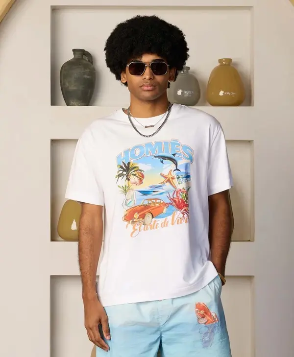 Regular Fit Short Sleeve T-shirt with Front Digital Print and Logo Embroidery 1 Image