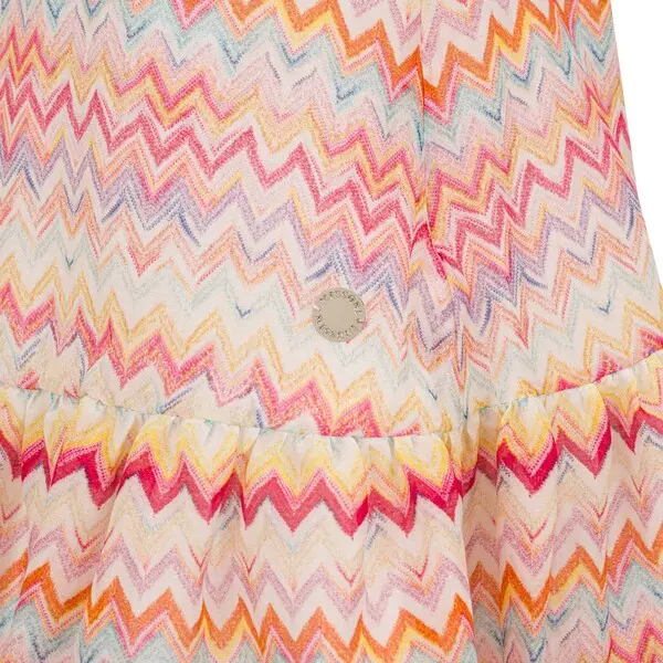 Multicolored Zigzag Print Ruffle Hem Sundress 1 Image