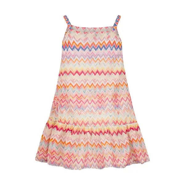 Multicolored Zigzag Print Ruffle Hem Sundress 2 Image