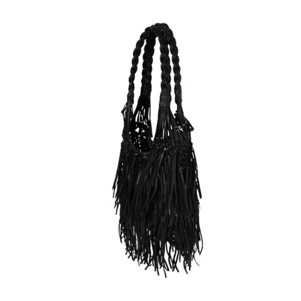 Bohemian-Chic Fringed Shoulder Bag with Braided Handle 2 Image