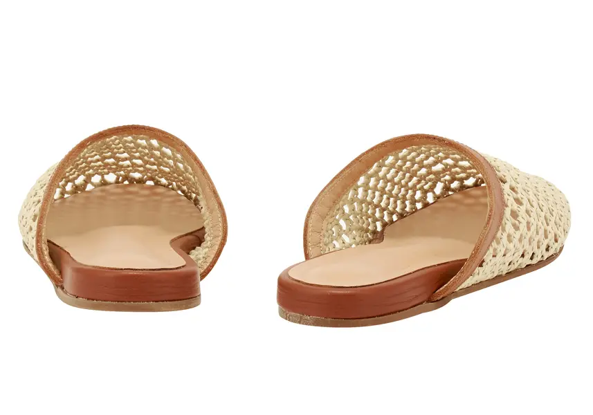 Woven Raffia Slipper with Leather Trim 2 Image