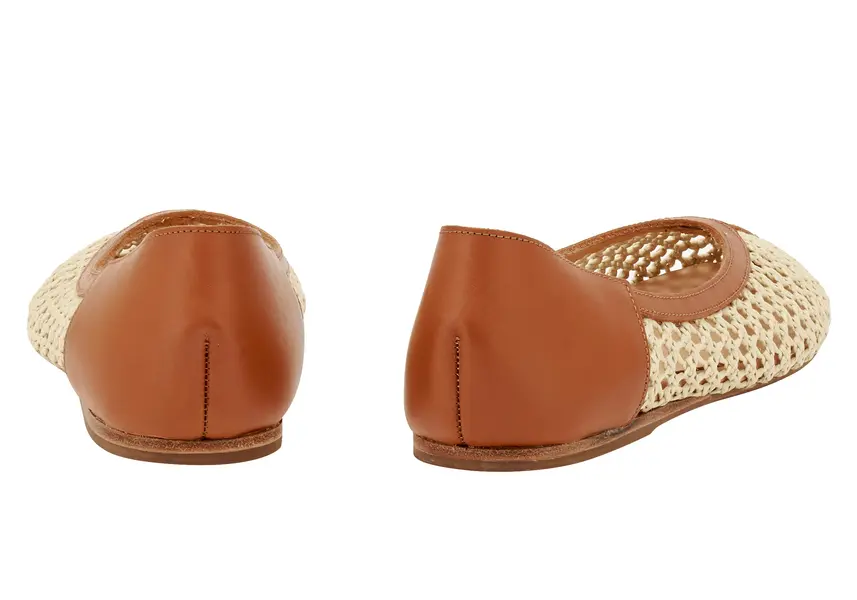 Woven Raffia Ballerina with Leather Details 2 Image