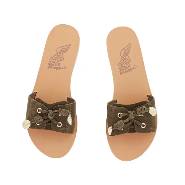 Suede Lace-Detail Slides 1 Image